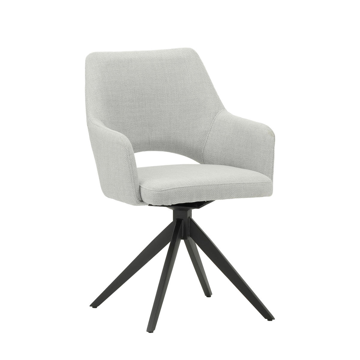 STUHL  gastro- und objekttauglich, Sitzfläche 180° drehbar, automatische Rückholfunktion Webstoff  - Schwarz/Grau, MODERN, Textil/Metall (54,5/85/61,5cm) - MID.YOU