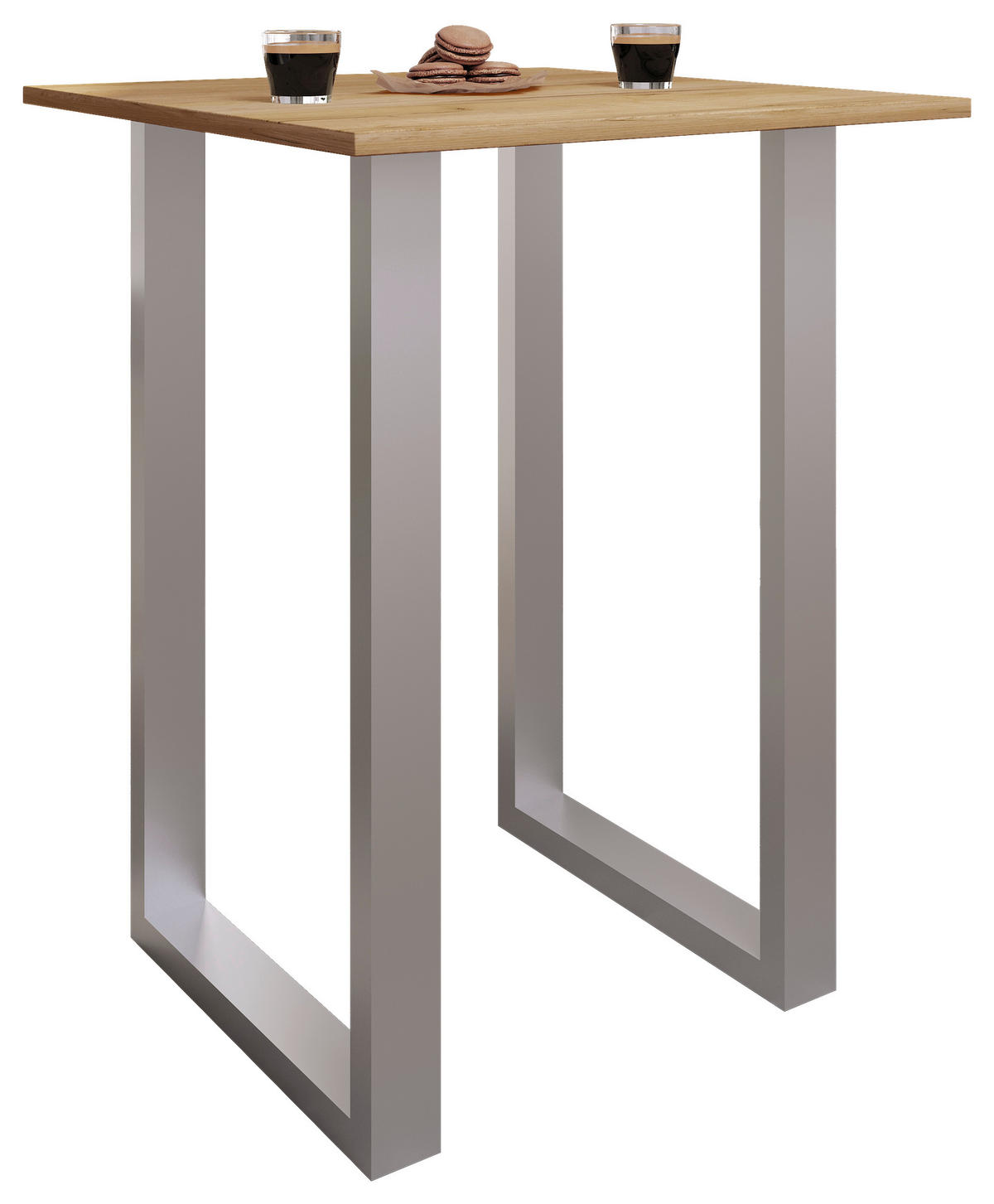 BARBORD i metall, trämaterial  80/102/50 cm  - honungsek/silver, Klassisk, metall/trämaterial (80/102/50cm)