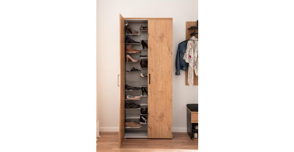GARDEROBE 6-teilig in 300/200/38 cm - Eichefarben/Anthrazit, KONVENTIONELL, Holzwerkstoff (300/200/38cm) - Moderano