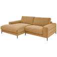 ECKSOFA in Feincord Gelb  - Gelb/Schwarz, Design, Textil/Metall (177/253cm) - Dieter Knoll