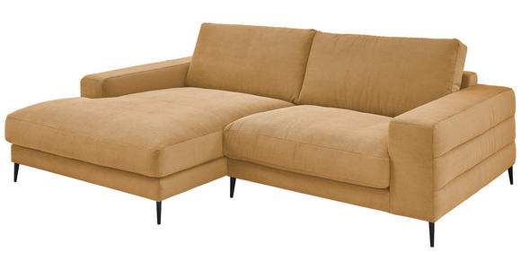 ECKSOFA in Feincord Gelb  - Gelb/Schwarz, Design, Textil/Metall (177/253cm) - Dieter Knoll