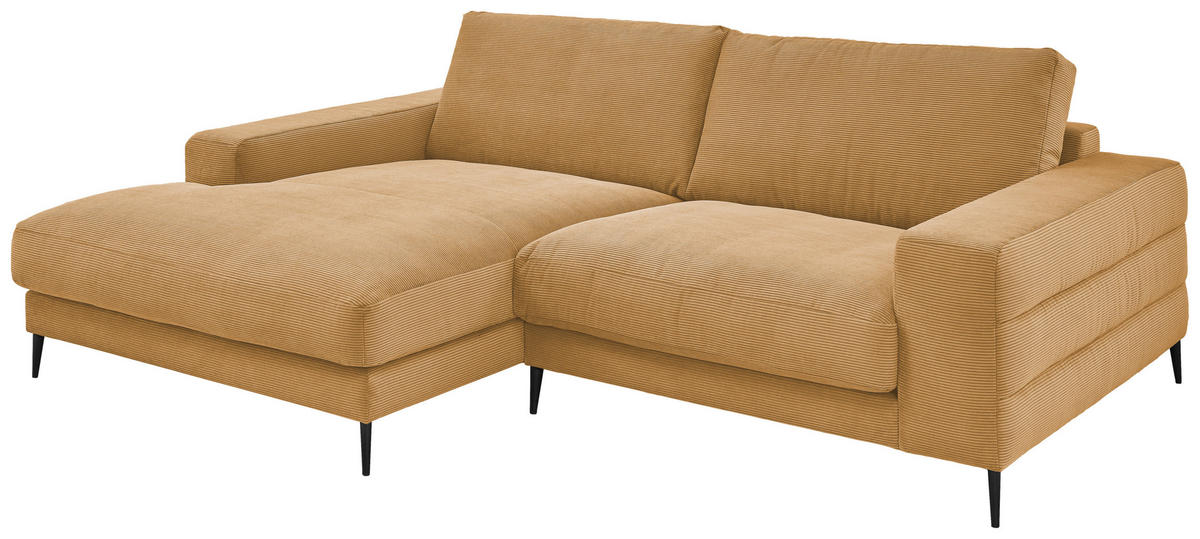 ECKSOFA Badia Base Gelb Feincord  - Gelb/Schwarz, Design, Textil/Metall (177/253cm) - Dieter Knoll