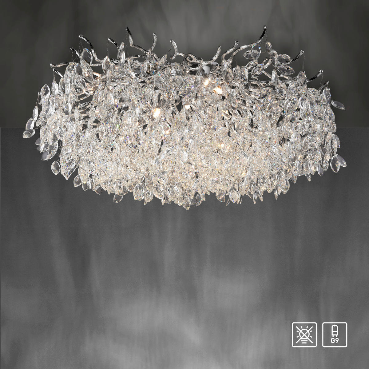 DECKENLEUCHTE 80/80/37 cm   - Chromfarben, Design, Kunststoff/Metall (80/80/37cm) - Paul Neuhaus