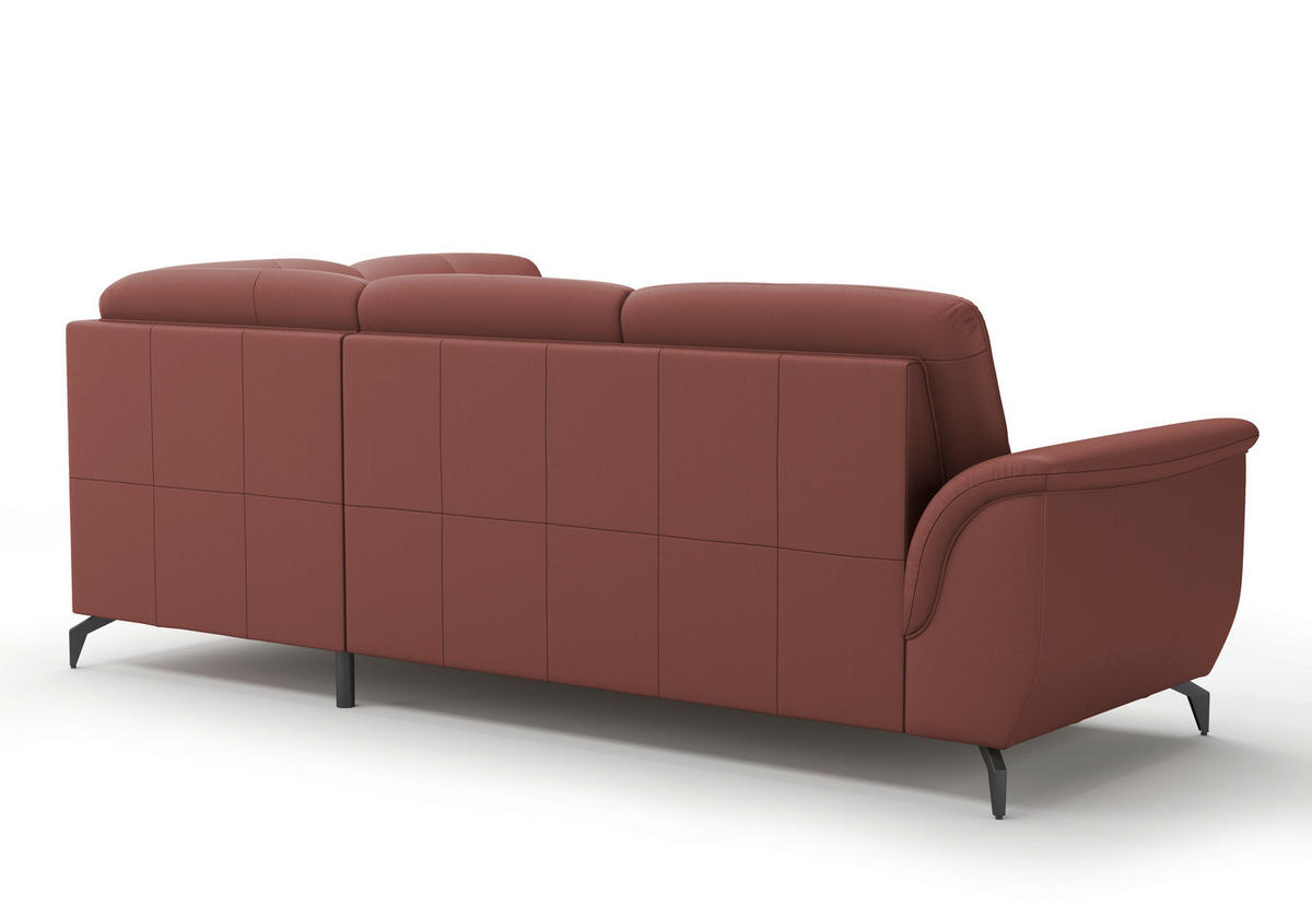 ECKSOFA ZORA E Rotbraun Echtleder  - Rotbraun/Schwarz, MODERN, Leder/Metall (244/212cm) - Sit & More