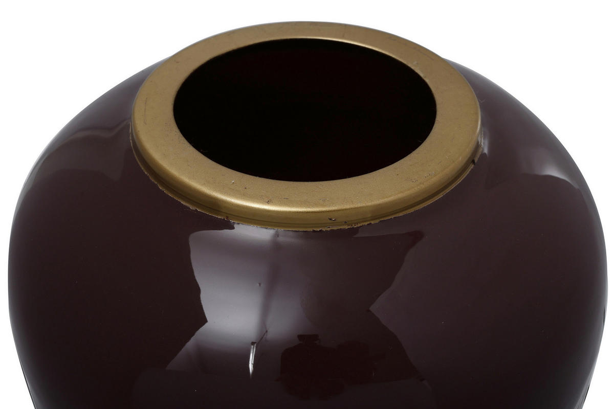 VASE  - Bordeaux/Goldfarben, Trend, Metall (24/24/50cm) - Kayoom