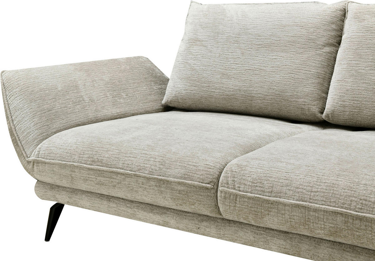 ECKSOFA Beige Mikrofaser  - Beige/Schwarz, Design, Textil/Metall (325/85/109-170cm) - Novel