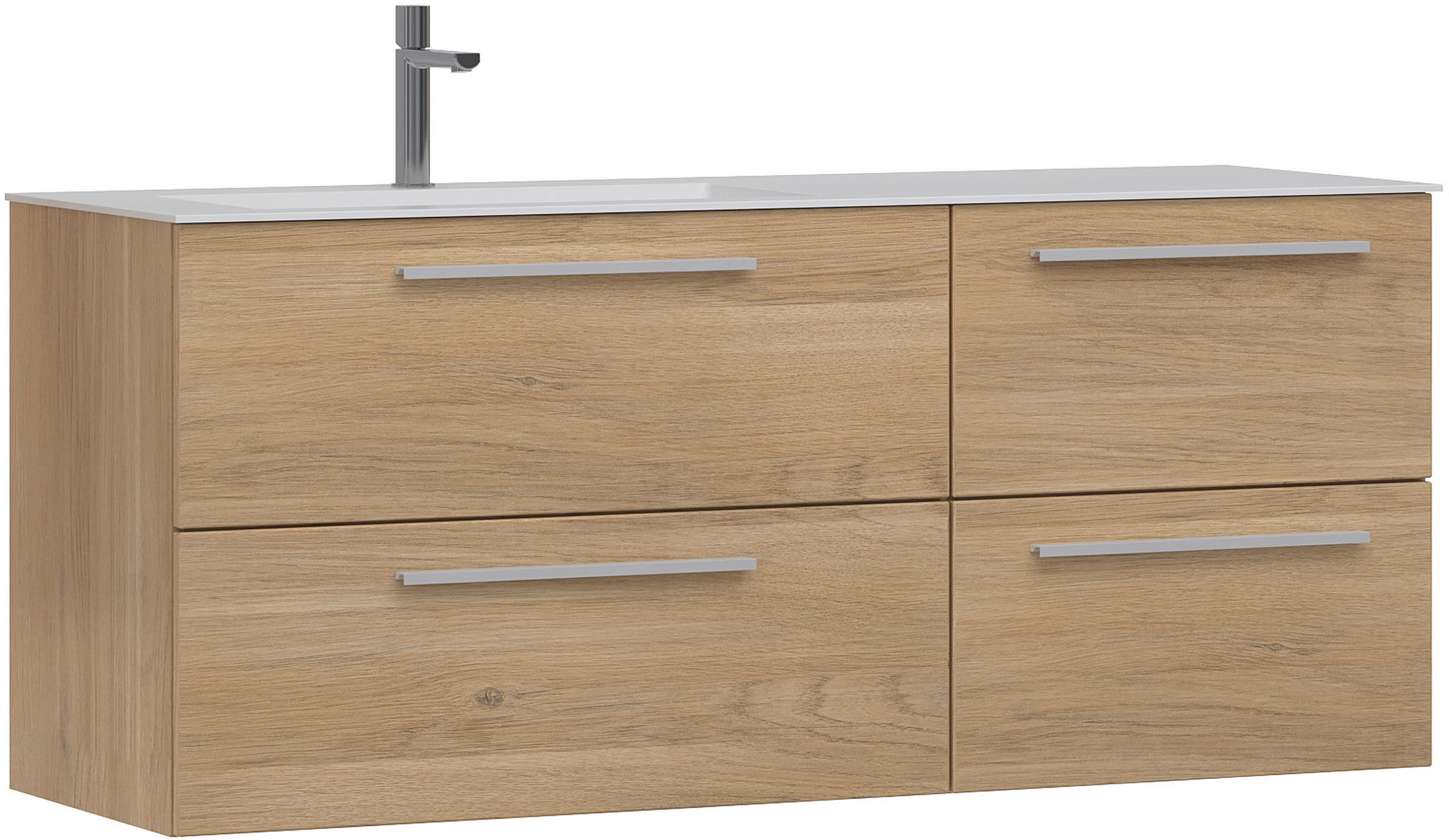 WASCHTISCHKOMBI 151,2 cm  - Eichefarben/Weiß, KONVENTIONELL, Holzwerkstoff/Stein (151,2cm) - Belluti