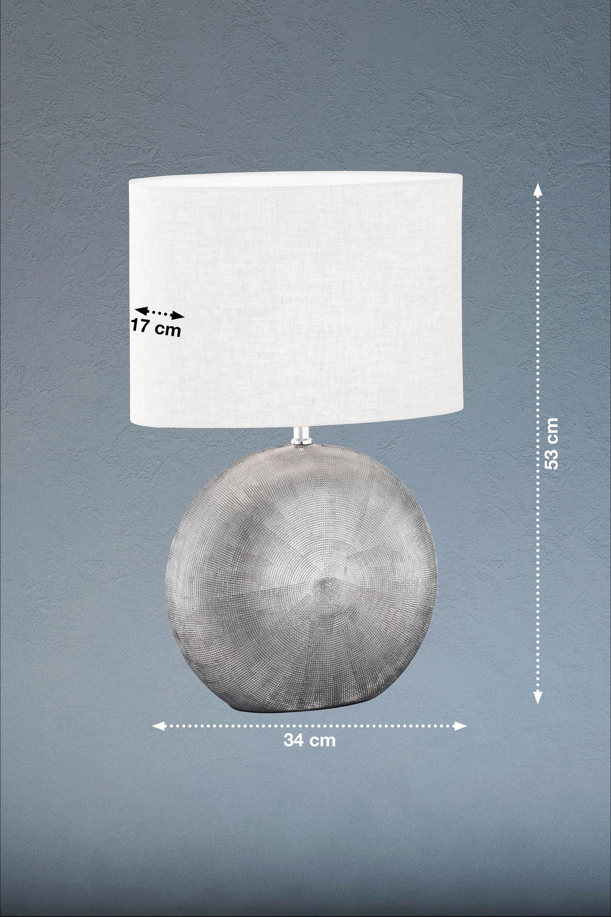BORDSLAMPA Tobse 34/17/53 cm   - vit/silver, Basics, textil/keramik (34/17/53cm) - Fischer & Honsel