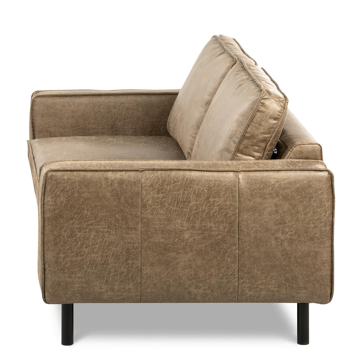 2-SITZER-SOFA Graubraun Echtleder Lederlook  - Graubraun, Design, Leder/Textil (148/85/92cm) - Livetastic