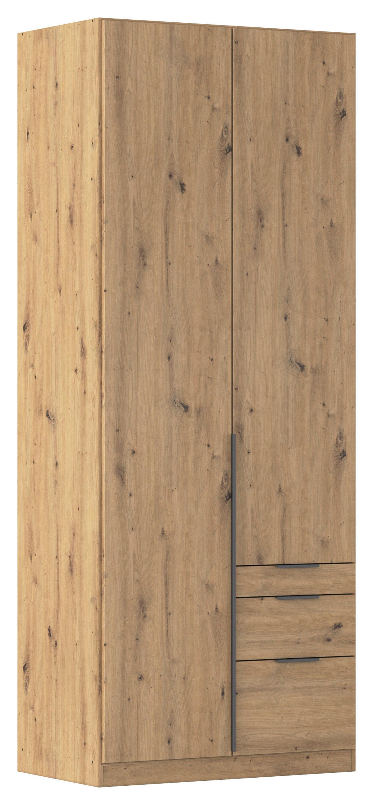 DREHTÜRENSCHRANK 91/229/54 cm 2-türig Eiche Artisan  - Eiche Artisan/Grau, MODERN, Holzwerkstoff/Metall (91/229/54cm) - Rauch Möbel