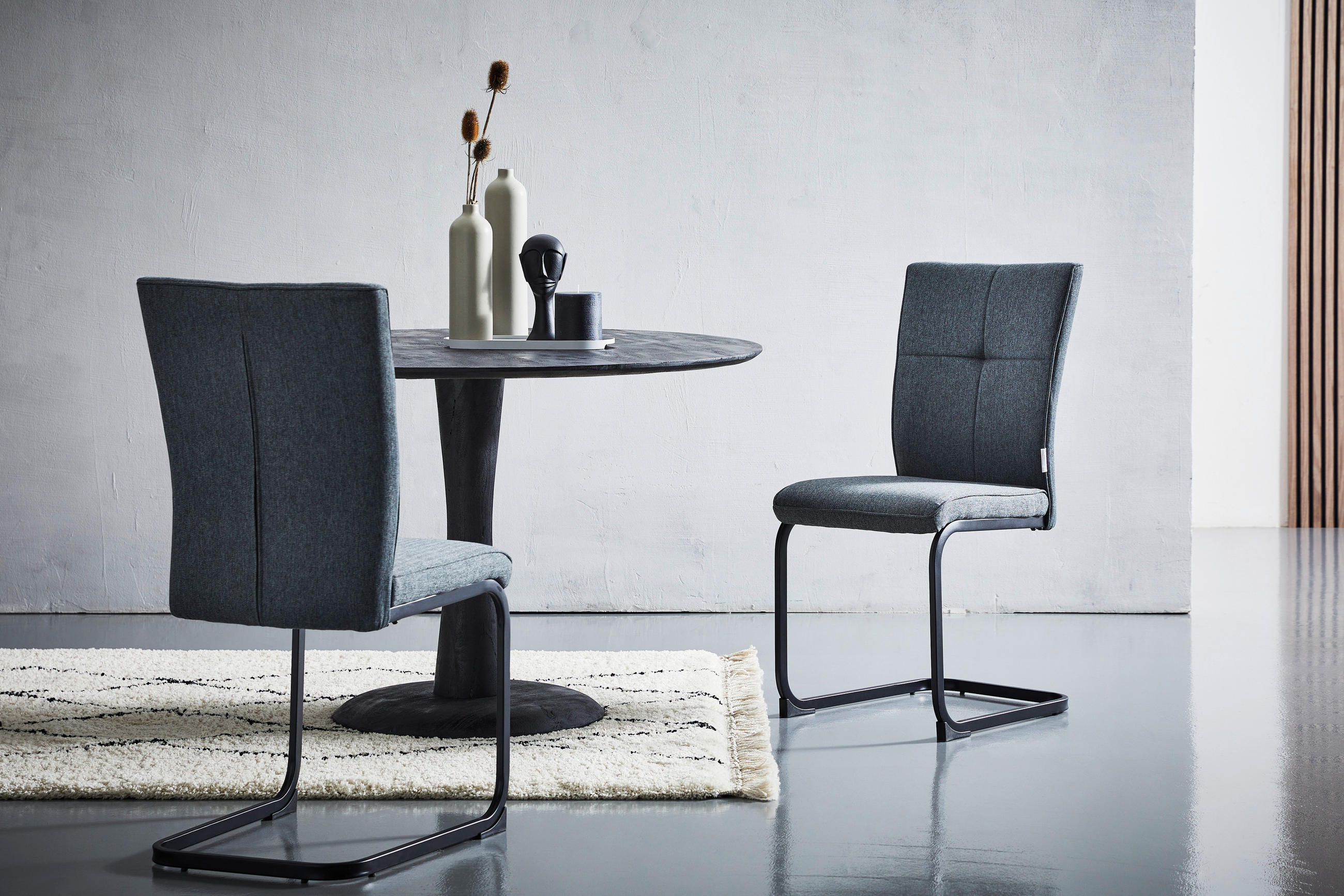 SCHWINGSTUHL  in Eisen Webstoff  - Dunkelgrau/Schwarz, MODERN, Holz/Textil (46/94/60cm) - MID.YOU
