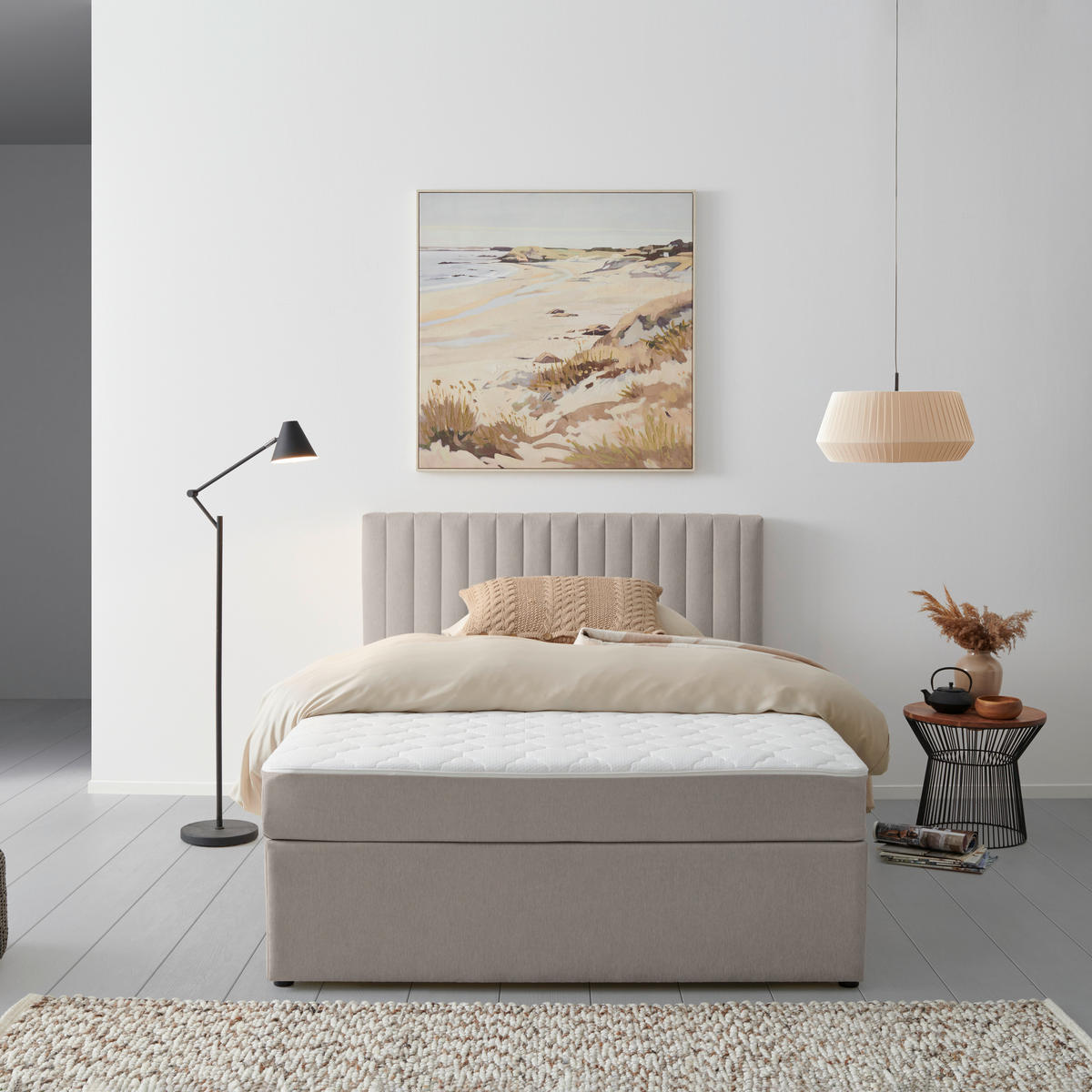 BOXBETT 140/200 cm  in Hellgrau  - Hellgrau, Modern, Holz/Textil (140/200cm) - MID.YOU