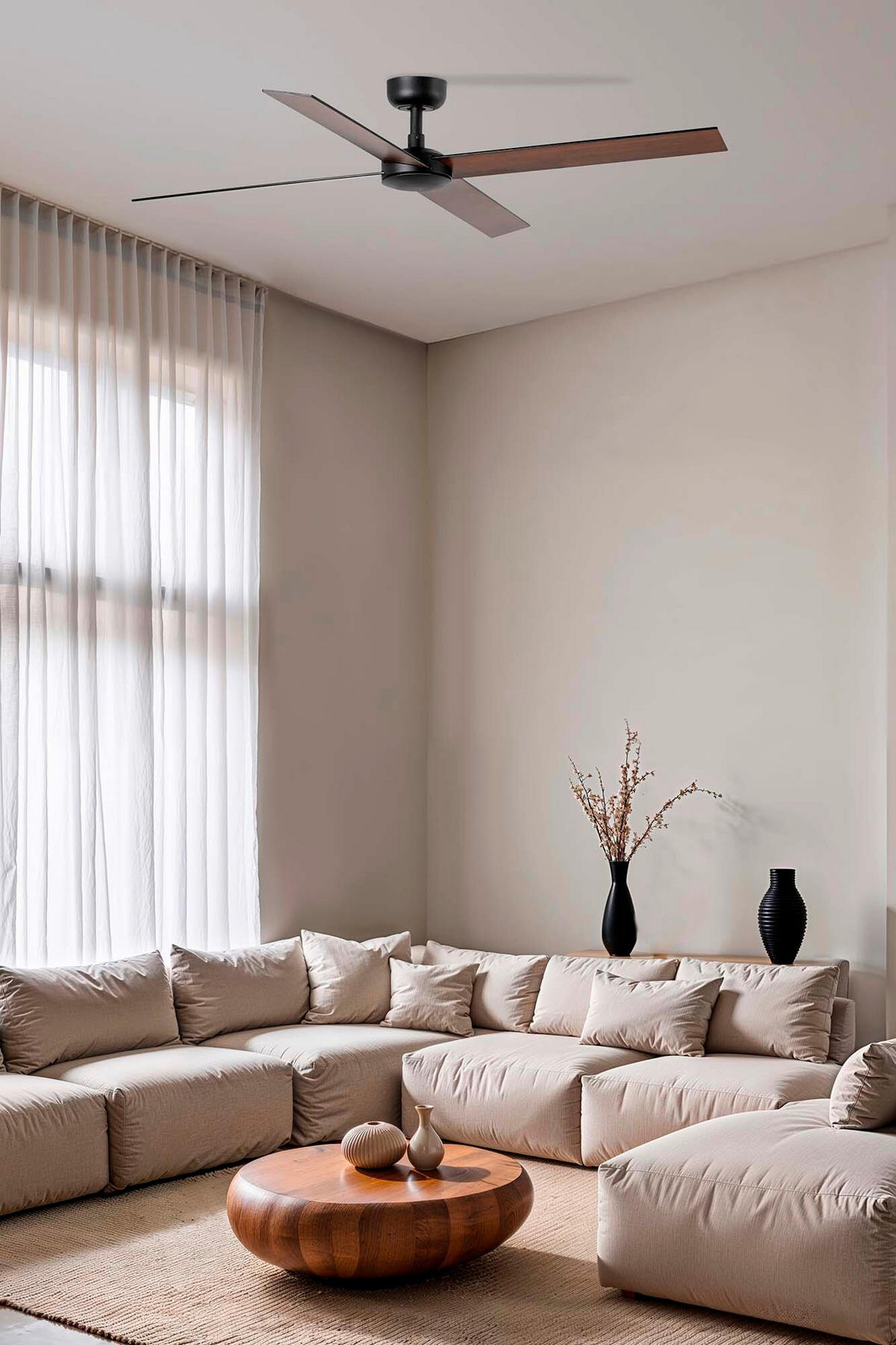 DECKENVENTILATOR - Schwarz, KONVENTIONELL, Holzwerkstoff/Metall (132/23.2cm)