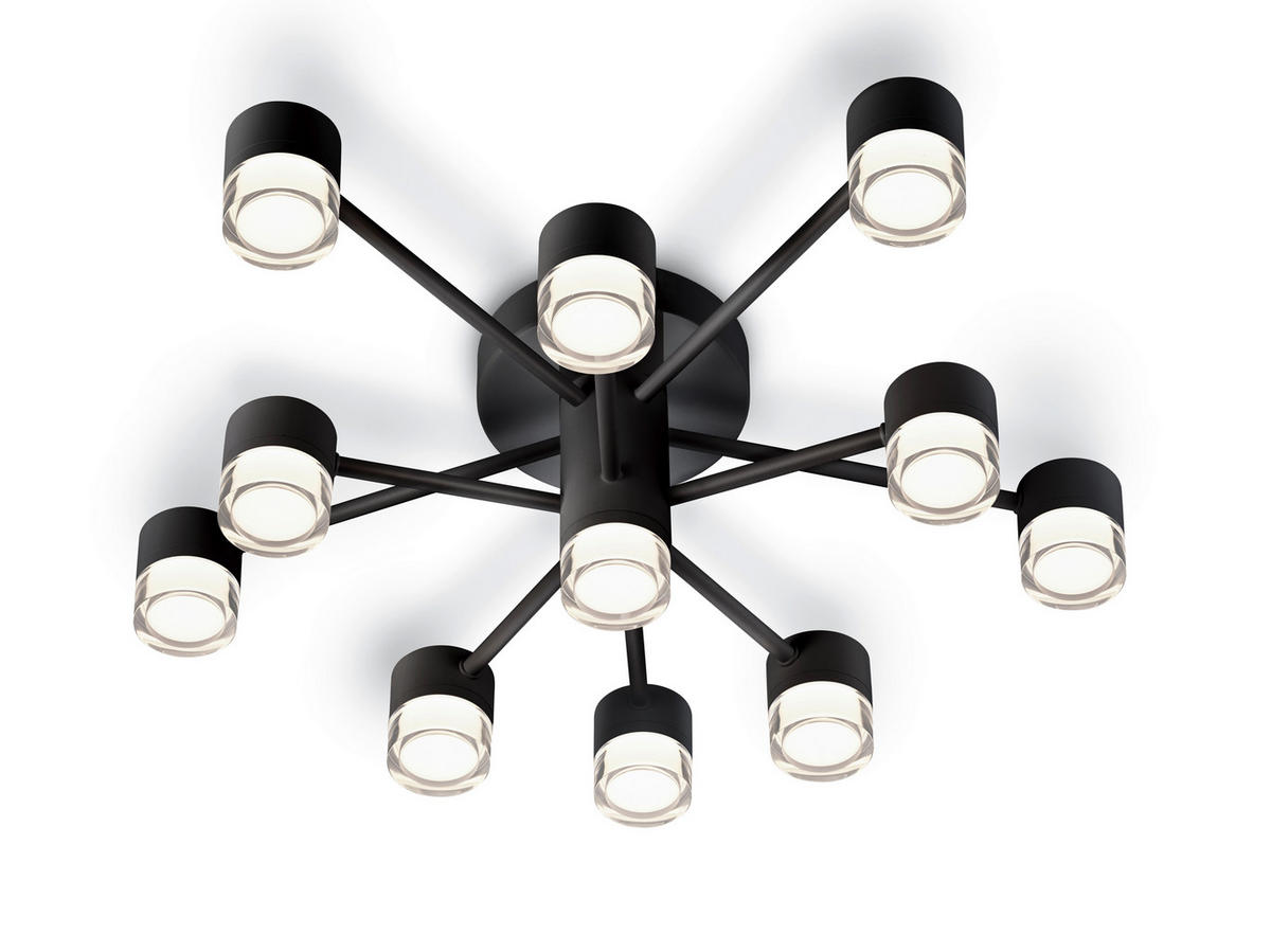 LED-DECKENLEUCHTE 61/20 cm   - Schwarz, Design, Metall (61/20cm) - Helestra