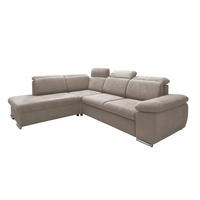 ECKSOFA Taupe Mikrofaser  - Taupe/Chromfarben, Design, Textil/Metall (228/283cm) - Livetastic