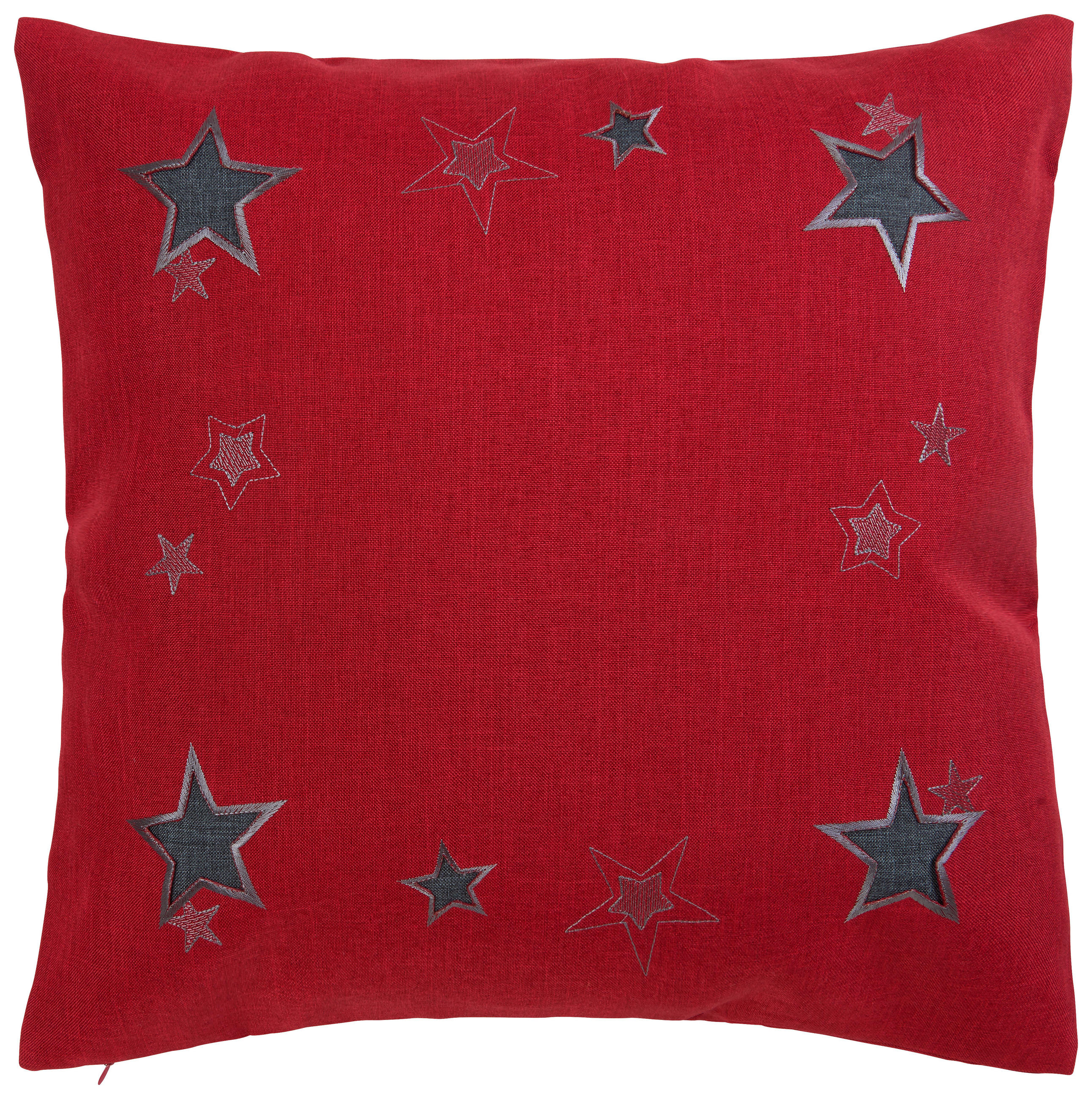 DEKORAČNÝ VANKÚŠ 50/50 cm - antracitová/červená, Konventionell, textil (50/50cm) - X-Mas