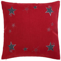 DEKORAČNÝ VANKÚŠ 50/50 cm - antracitová/červená, Konventionell, textil (50/50cm) - X-Mas