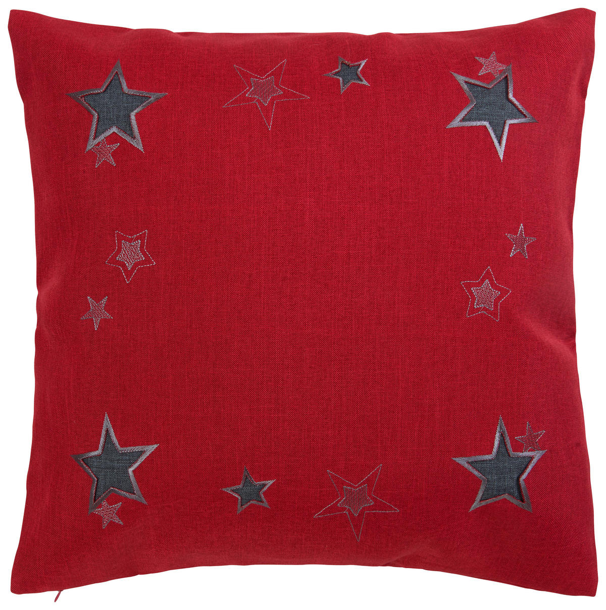 DEKORAČNÝ VANKÚŠ 50/50 cm - antracitová/červená, Konventionell, textil (50/50cm) - X-Mas