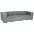BIGSOFA  in Flachgewebe, Leinenoptik Silberfarben  - Silberfarben/Schwarz, Design, Textil/Metall (262/66/113cm) - Belluti