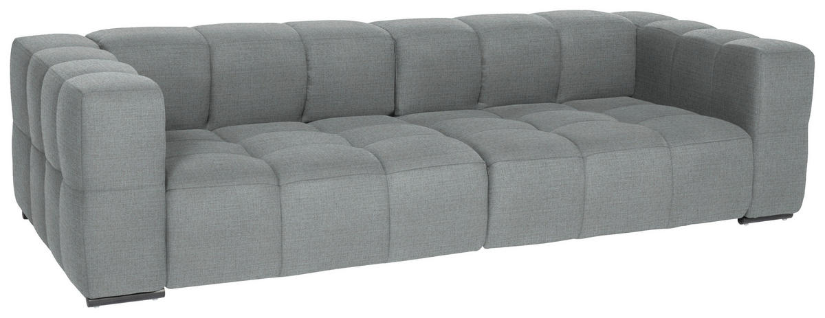 BIGSOFA  in Flachgewebe, Leinenoptik Silberfarben  - Silberfarben/Schwarz, Design, Textil/Metall (262/66/113cm) - Belluti