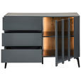 KOMMODE in 110/76,3/41,5 cm - Schwarz/Grau, Design, Glas/Holzwerkstoff (110/76,3/41,5cm) - Novel