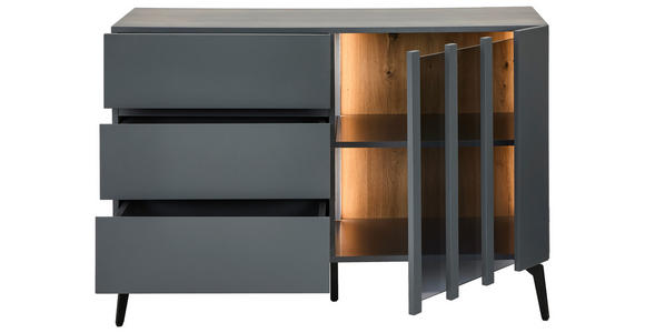 KOMMODE in 110/76,3/41,5 cm - Schwarz/Grau, Design, Glas/Holzwerkstoff (110/76,3/41,5cm) - Novel