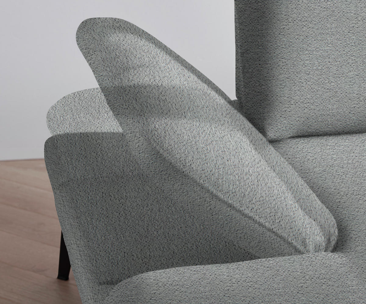 ECKSOFA in Webstoff Hellgrau  - Hellgrau/Schwarz, Design, Textil/Metall (289/180cm) - Stylife