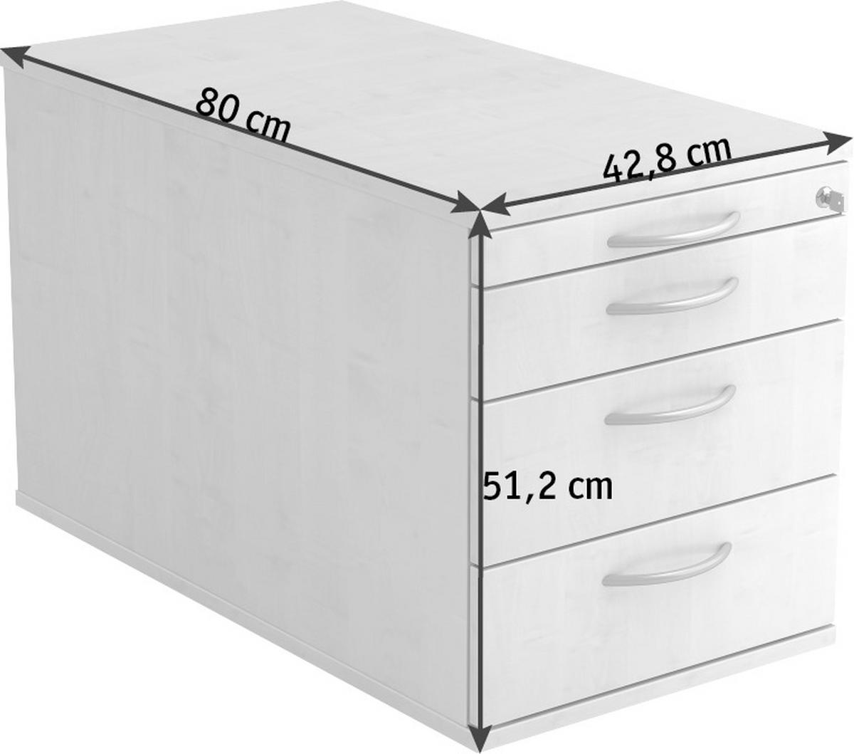 ROLLCONTAINER Grau  - Alufarben/Grau, KONVENTIONELL, Holzwerkstoff/Kunststoff (42,8/51,2/80cm) - Venda