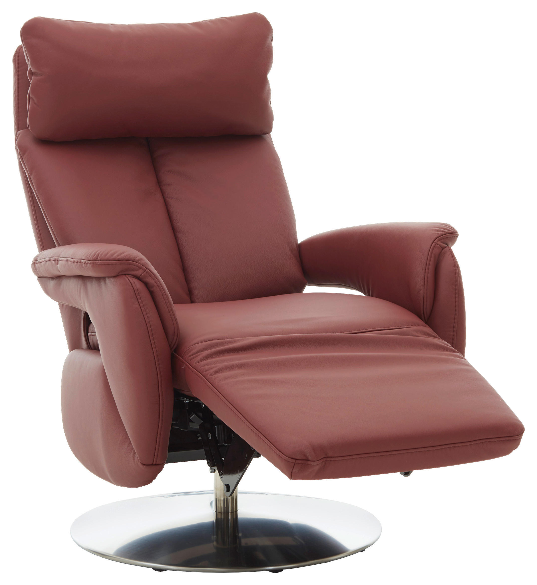 RELAXSESSEL in Leder Rot  - Edelstahlfarben/Rot, Design, Leder/Metall (78/113/81cm) - Cantus