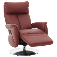 RELAXSESSEL in Leder Rot  - Edelstahlfarben/Rot, Design, Leder/Metall (78/113/81cm) - Cantus
