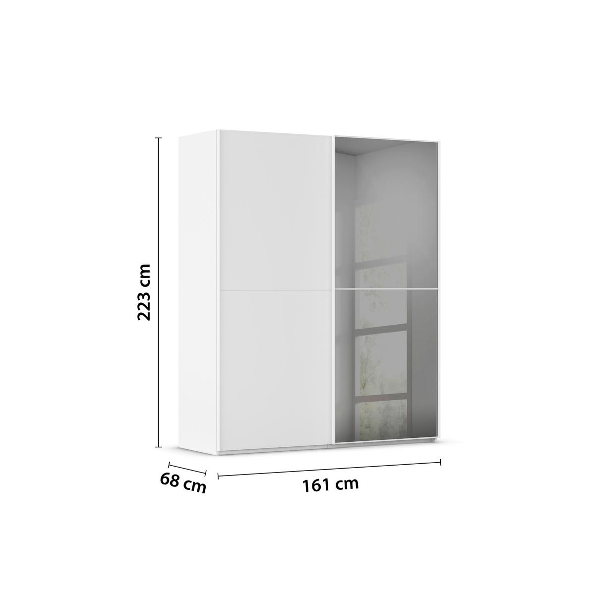 SCHWEBETÜRENSCHRANK in Weiss  - Weiss, Konventionell, Glas/Holzwerkstoff (162/223/68cm) - Novel