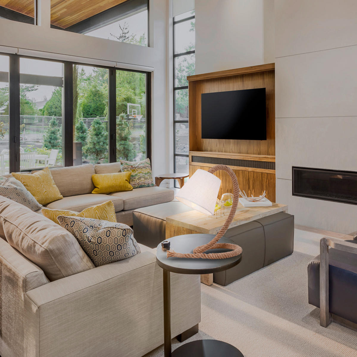 TISCHLEUCHTE 26/38 cm   - Naturfarben/Weiß, Design, Kunststoff/Textil (26/38cm) - Näve