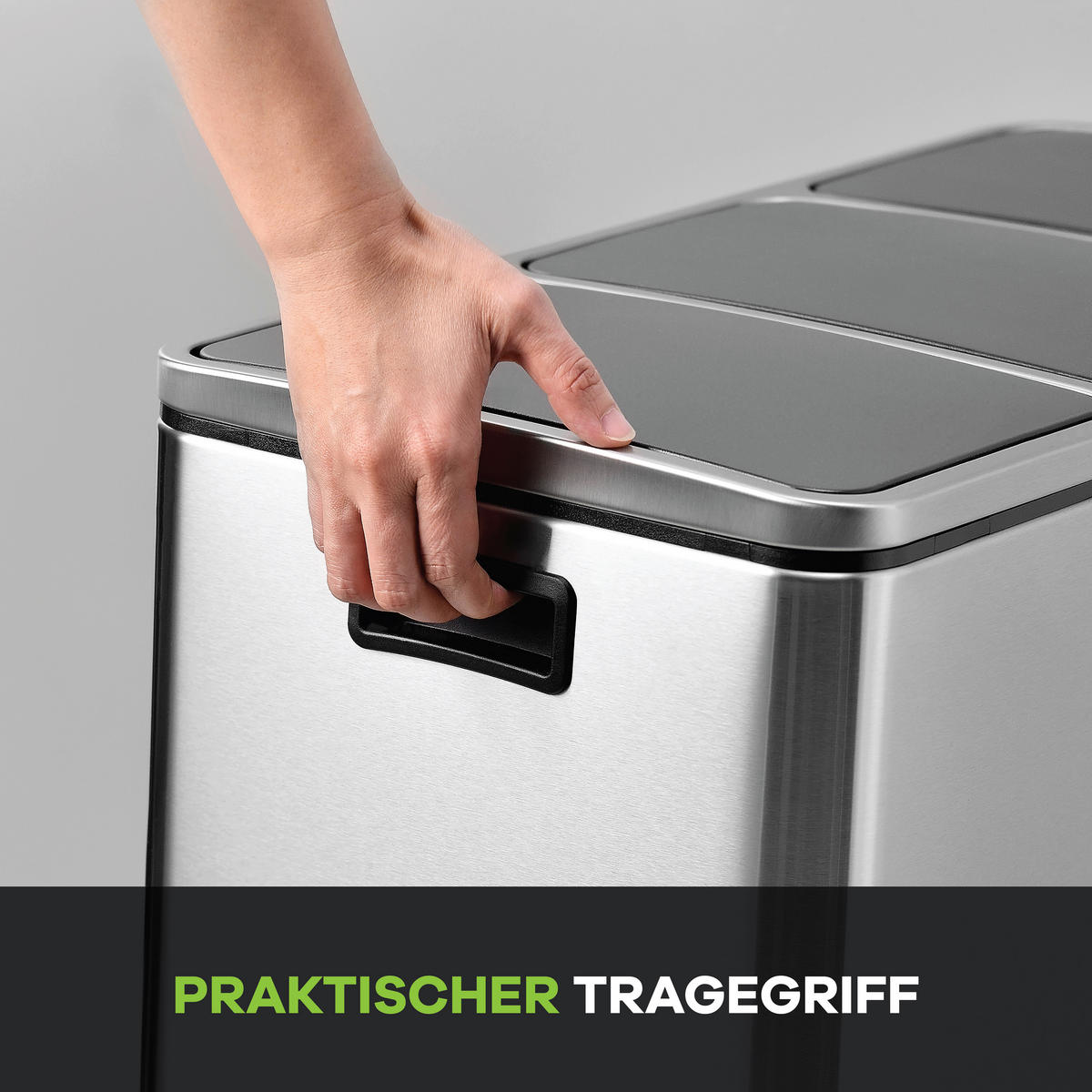 ABFALLEIMER 54 l  Metall  - Silberfarben/Schwarz, KONVENTIONELL, Kunststoff/Metall (61/55,5/34cm) - P & B