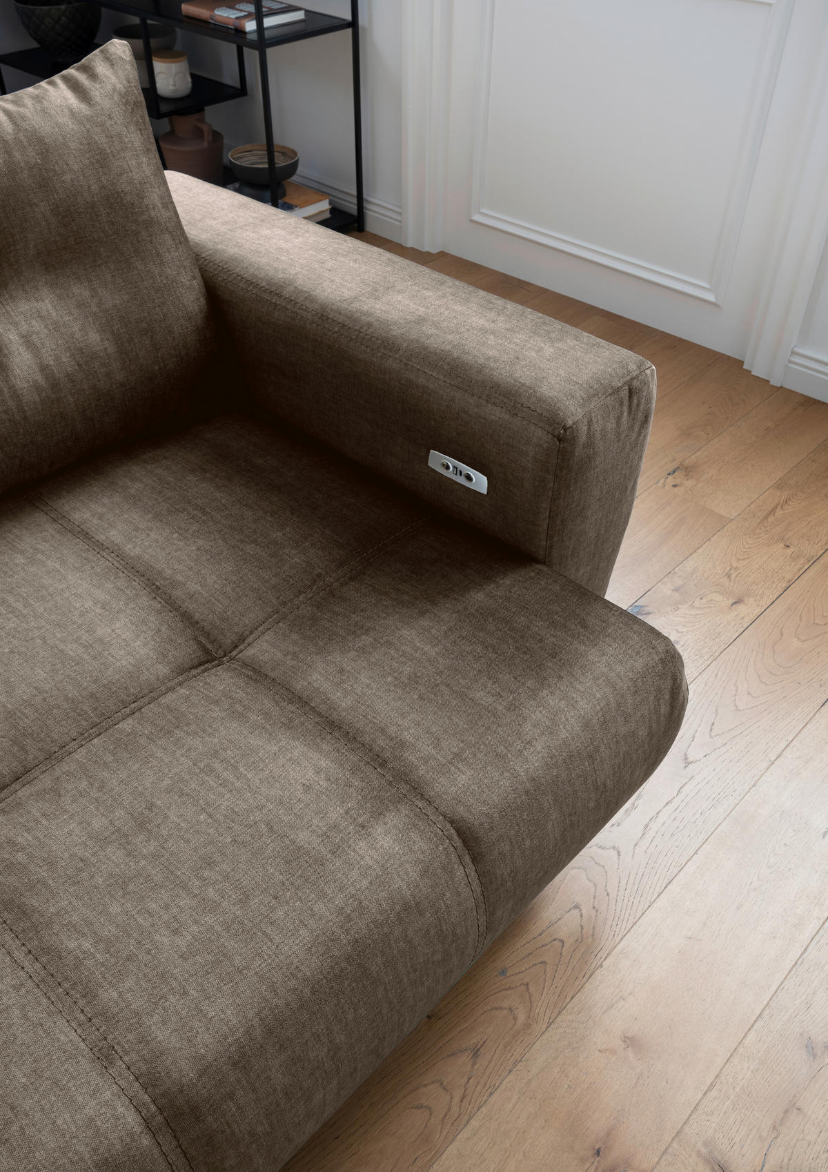 ECKSOFA in Velours Braun  177/246 cm  - Schwarz/Braun, MODERN, Textil/Metall (177/246cm) - MID.YOU