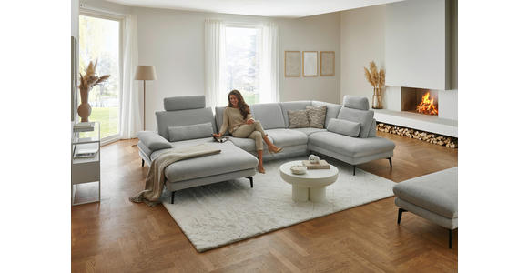 WOHNLANDSCHAFT in Chenille, Flachgewebe Silberfarben - Silberfarben/Schwarz, Design, Textil/Metall (180/344/208cm) - Dieter Knoll