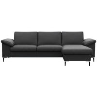 ECKSOFA Schwarz Echtleder  - Schwarz/Alufarben, Design, Leder/Metall (242/159cm) - Livetastic