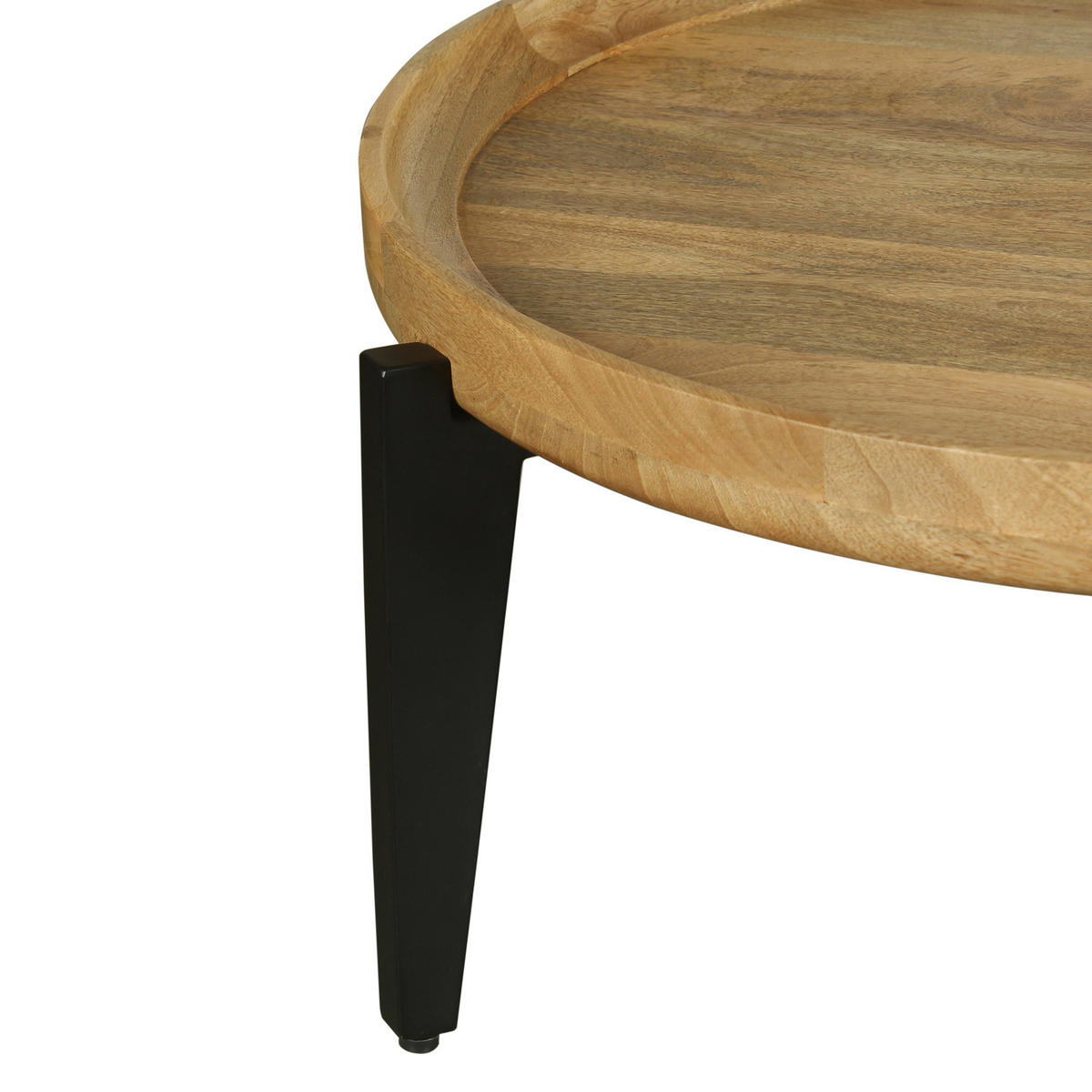COUCHTISCH Mangoholz vollmassiv Hellbraun, Schwarz  - Hellbraun/Schwarz, Design, Holz/Metall (75/34cm) - Livetastic