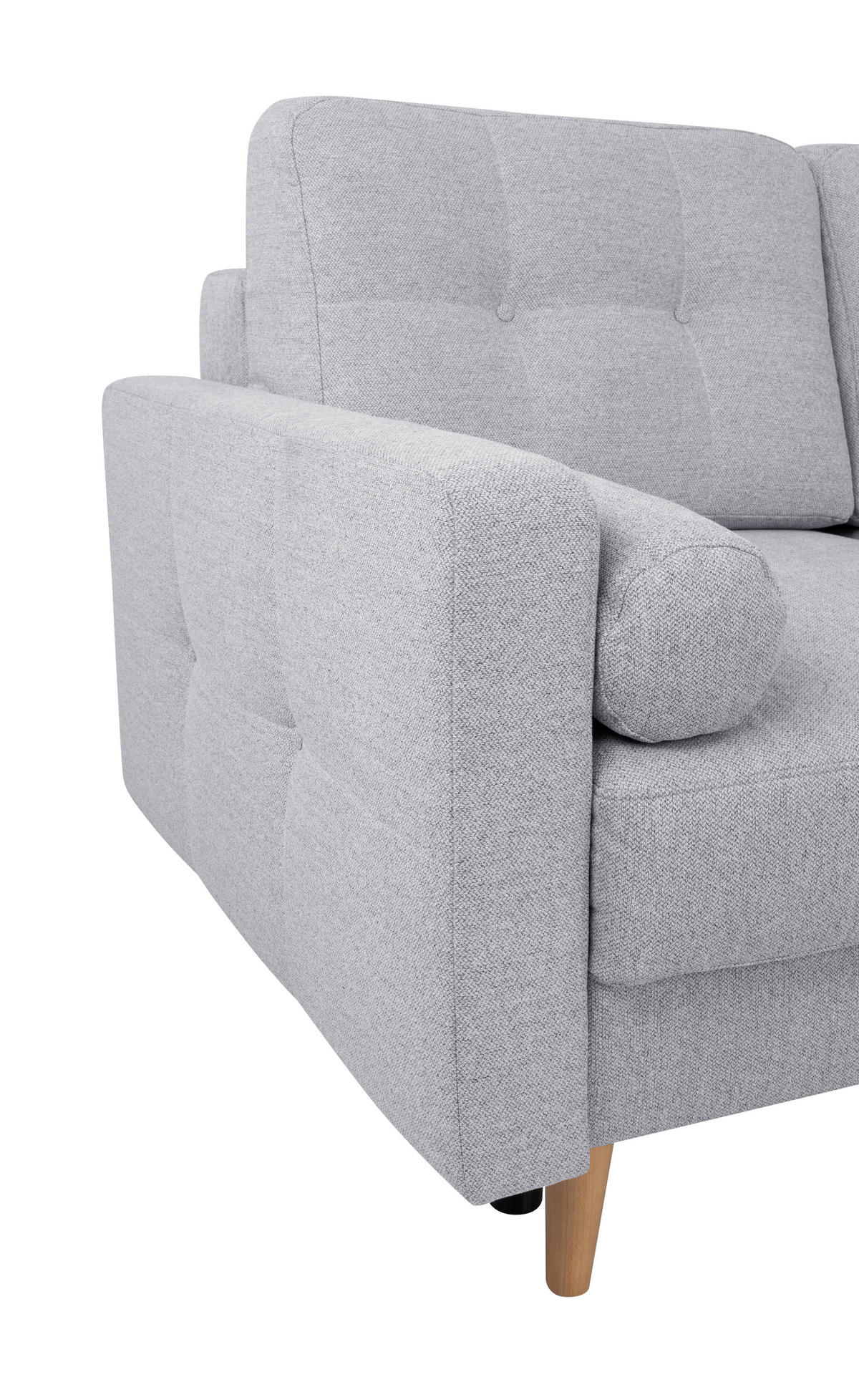 ECKSOFA in Hellgrau  - Buchefarben/Hellgrau, Design, Holz/Textil (242/242cm) - MID.YOU