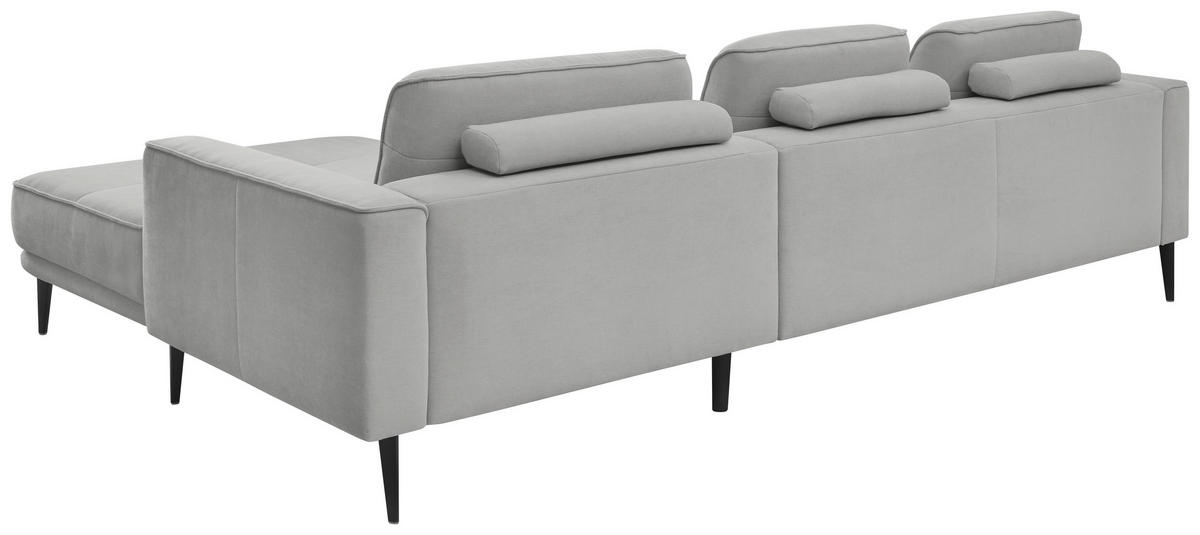 ECKSOFA Grau Flachgewebe  - Schwarz/Grau, KONVENTIONELL, Textil/Metall (279/193cm) - SetOne by Musterring