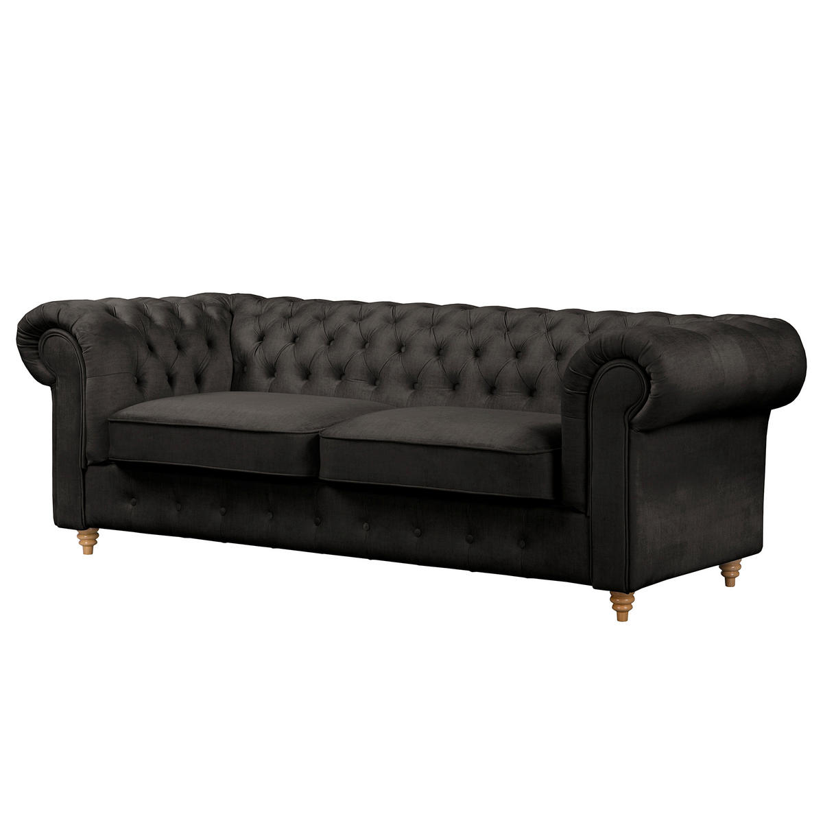 SCHLAFSOFA Laura in Mikrofaser Anthrazit  - Anthrazit/Braun, Design, Holz/Textil (218/74/91cm) - P & B