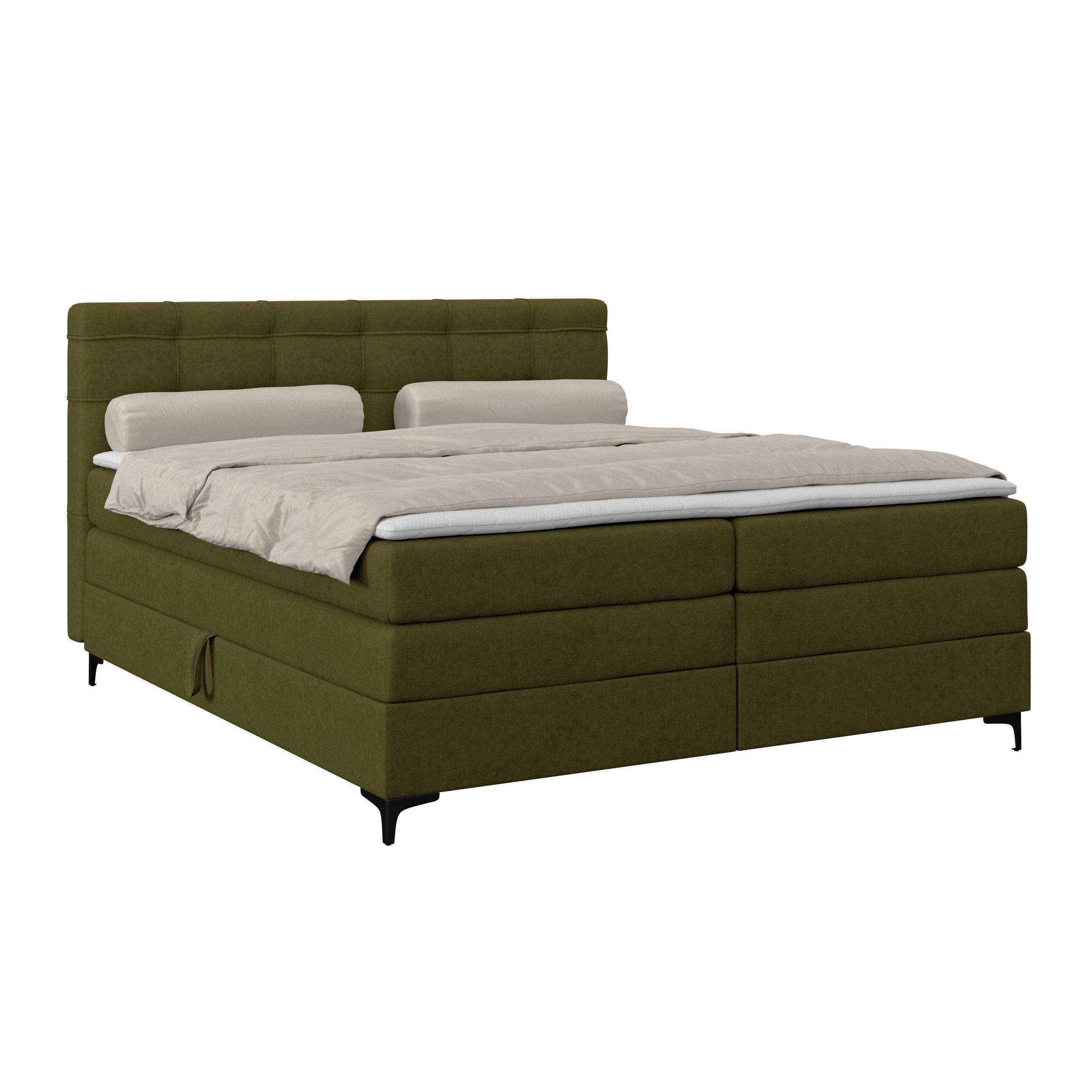 BOXSPRINGBETT 200/200 cm,  in Grün, H3 = fest  - Schwarz/Grün, KONVENTIONELL, Kunststoff/Textil (200/200cm)