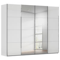 SCHWEBETÜRENSCHRANK 271/223/68 cm 4-türig Grau, Weiß  - Chromfarben/Weiß, Design, Glas/Holzwerkstoff (271/223/68cm) - Novel