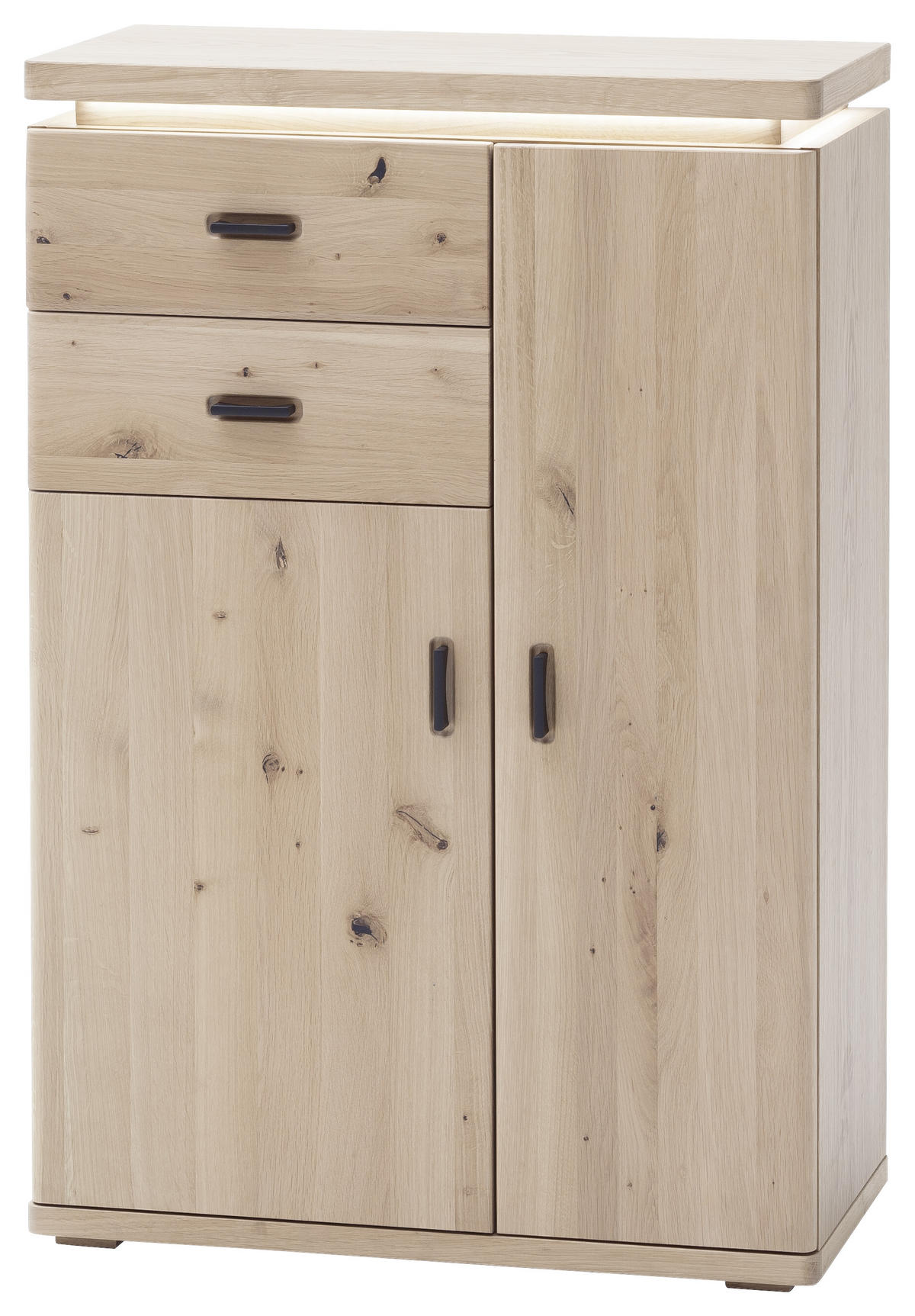 SCHUHSCHRANK Eiche furniert, massiv Eichefarben  - Eichefarben/Schwarz, Natur, Holz/Holzwerkstoff (75/111/37cm) - Linea Natura