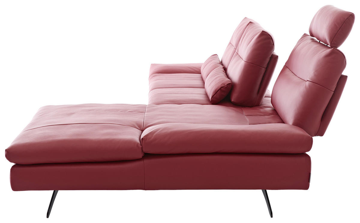 ECKSOFA in Echtleder Rot  - Rot/Schwarz, Modern, Leder/Metall (342/158cm) - Chilliano