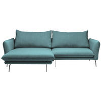 ECKSOFA Hellblau Bouclé  - Schwarz/Hellblau, Design, Textil/Metall (182/277cm) - Stylife