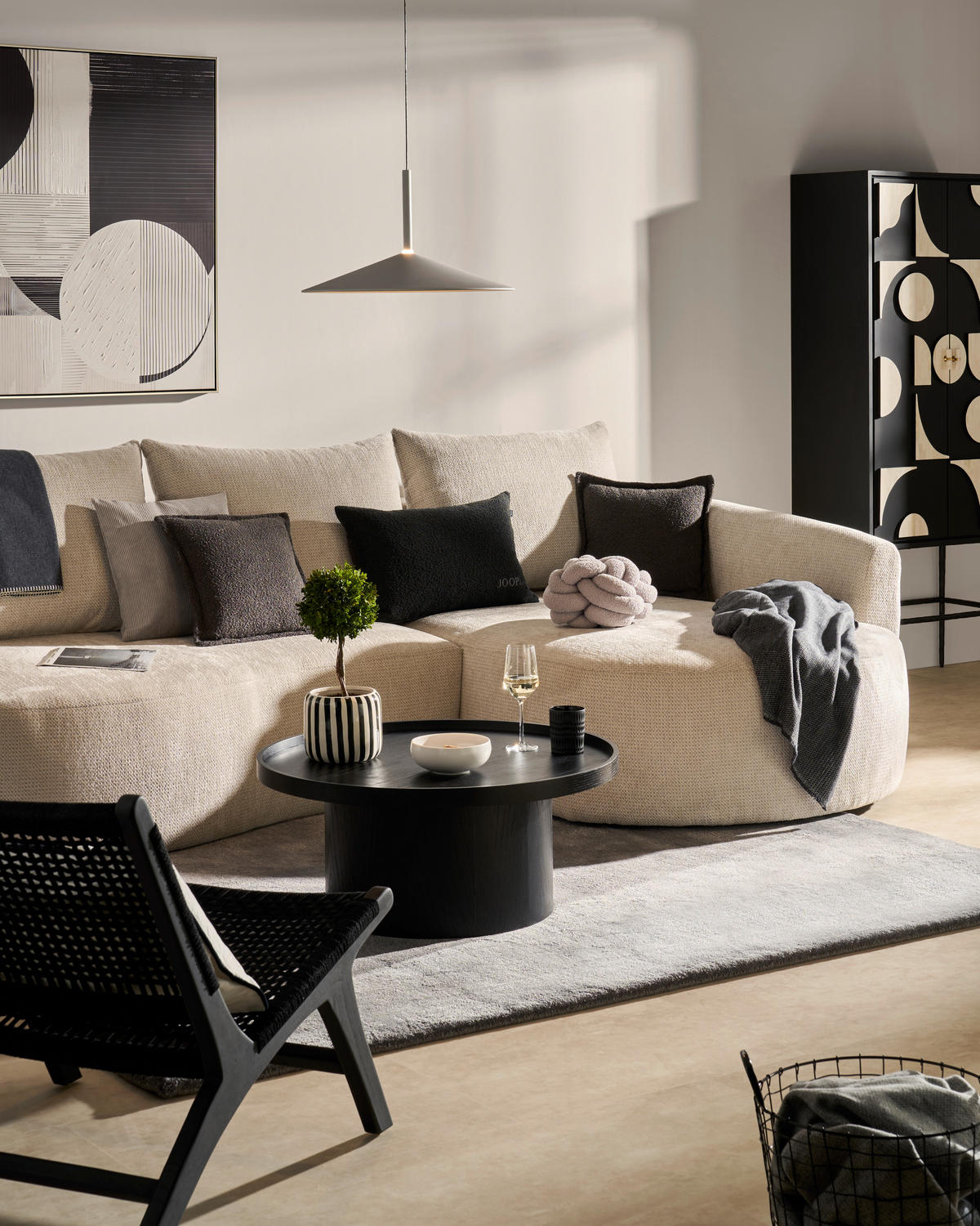 ECKSOFA in Chenille Greige  - Greige/Schwarz, MODERN, Kunststoff/Textil (287/179cm) - Carryhome