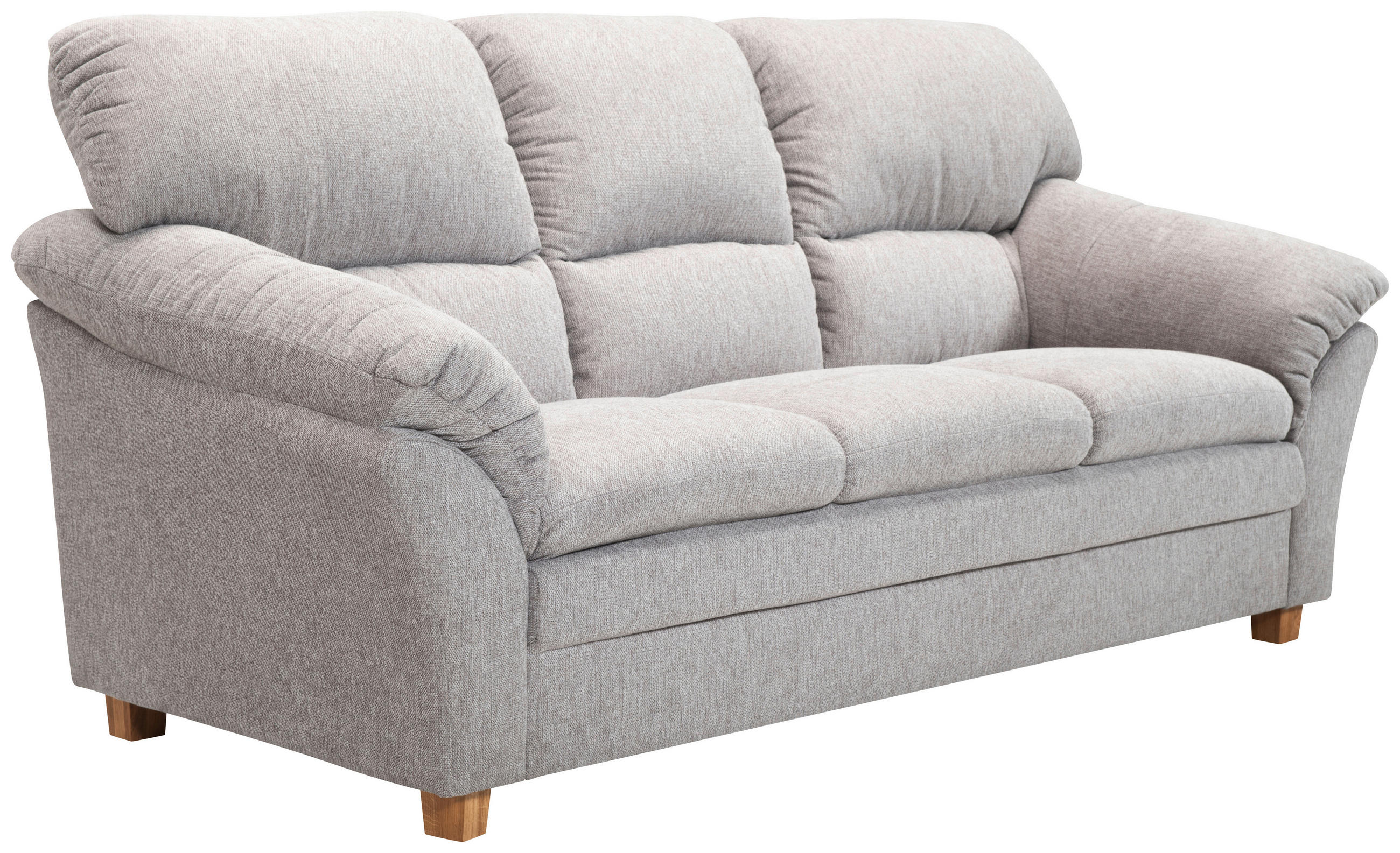 3-SITZER-SOFA Flachgewebe Hellgrau  - Eichefarben/Hellgrau, MODERN, Holz/Textil (213/100/92cm) - Livetastic