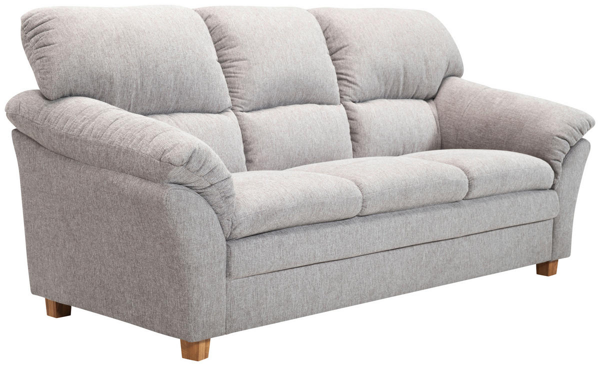 3-SITZER-SOFA Flachgewebe Hellgrau  - Eichefarben/Hellgrau, MODERN, Holz/Textil (213/100/92cm) - Livetastic