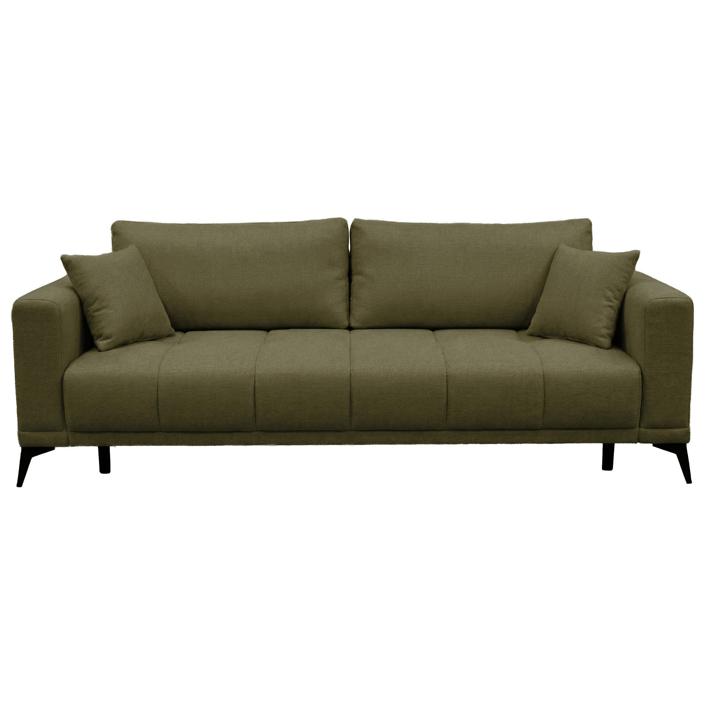 SCHLAFSOFA GRANDE Chenille Grün  inkl. Zierkissen, Rückenkissen, Bettkasten  - Schwarz/Grün, Design, Textil/Metall (238/83/98cm) - MID.YOU