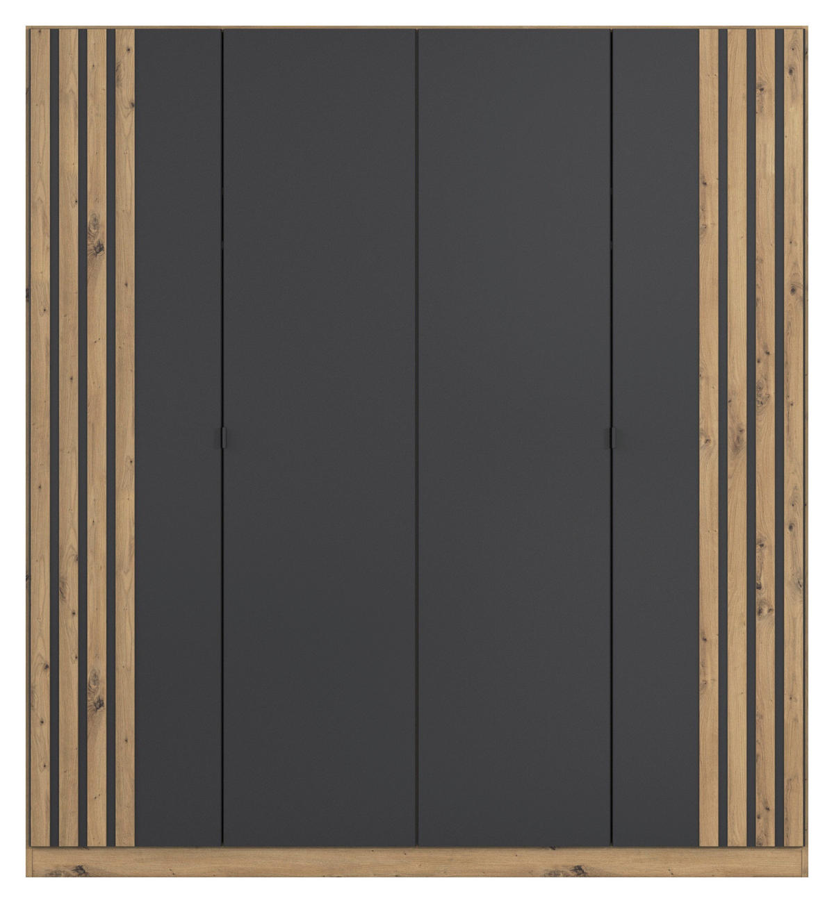 GARDEROB MED GÅNGJÄRNSDÖRRAR 181/197/54 cm 4-dörrar - grå/ek Artisan, Modern, metall/trämaterial (181/197/54cm) - Rauch Möbel